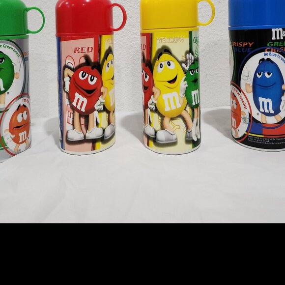 2002 Collectible M&M`s Insulate Thermos 11.5oz Lot Of 4. - Picture 2 of 10